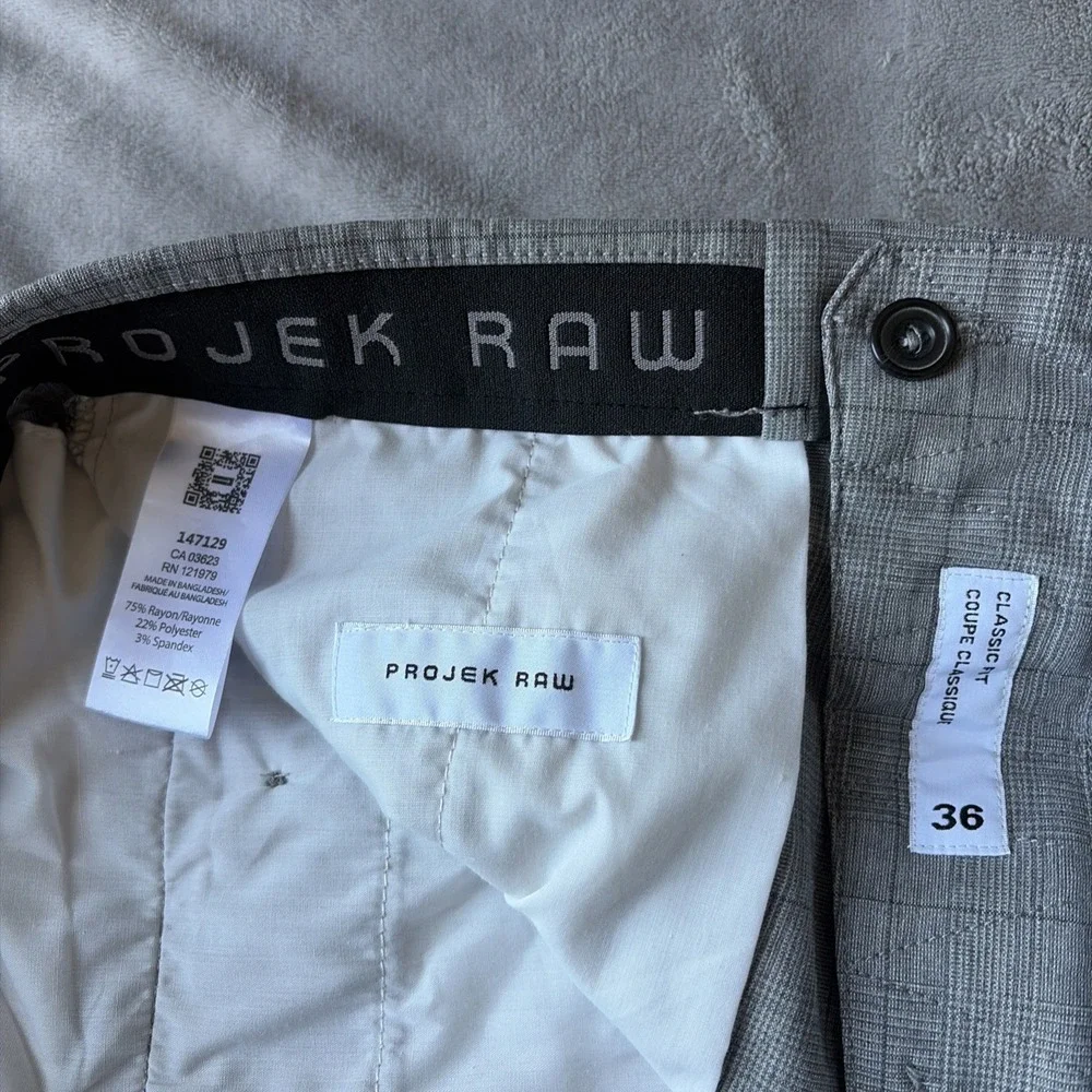 Projek Raw Bungee Flex Classic Fit Pants Size 36 Gray Plaid Drawstring